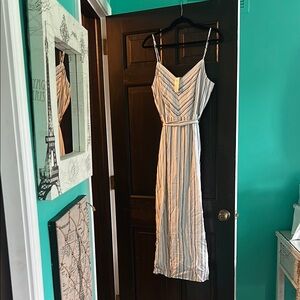 LOFT Blue and White Striped Maxi Dress
